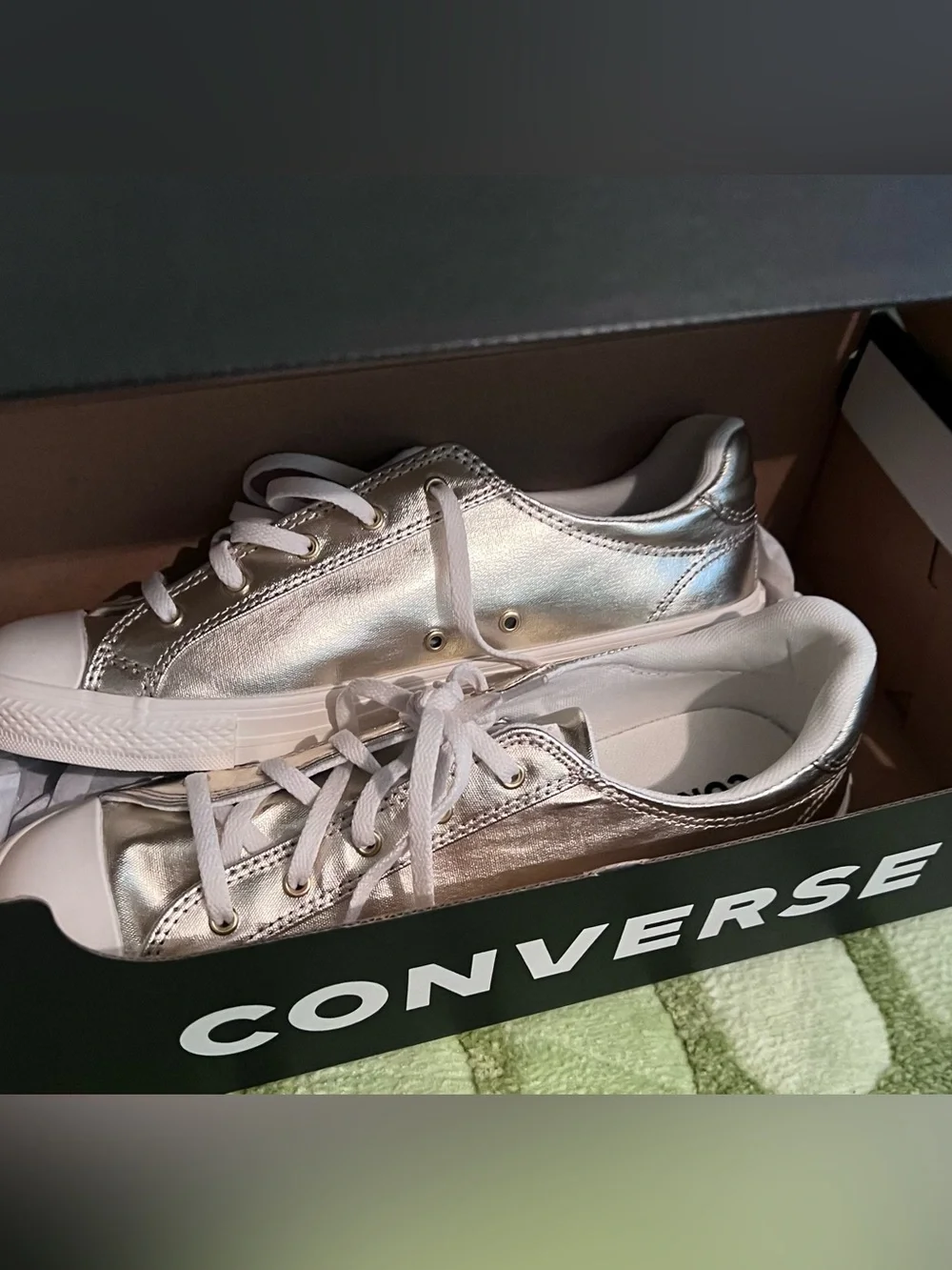 9 Converse Chuck Taylor Lucky Ox Women's gold Metallic Low Top Sneakers NEW BOX - Picture 4 of 10